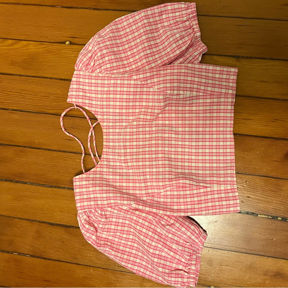 Aritzia Pink Plaid Crop Top